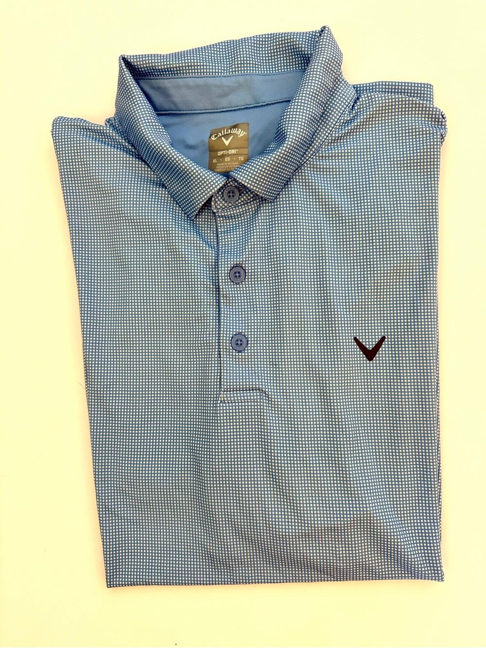 Callaway Men's Blue Micro-Check Golf Polo xl shirt sleeves